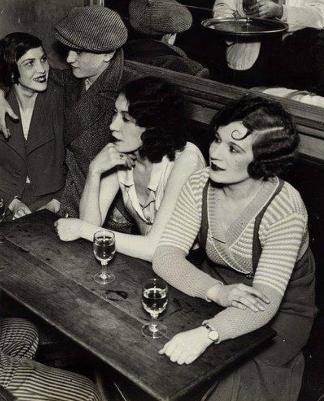 vintage women in bar